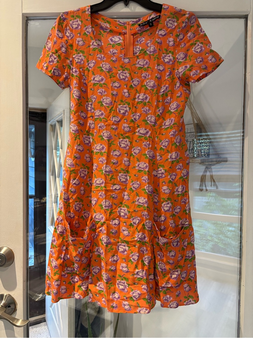 Betsey Johnson Orange Floral Short-Sleeve Mini Dress